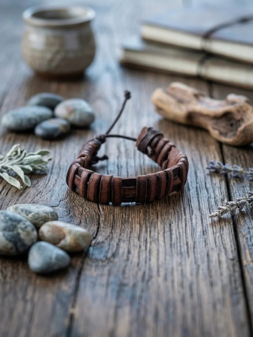 Hand Crafted Brown Leather Wrapped Bracelet - Picture 1 of 1